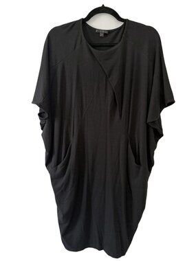 COS Black Draped Cocoon Dress S Asymmetrical Oversized Minimalist